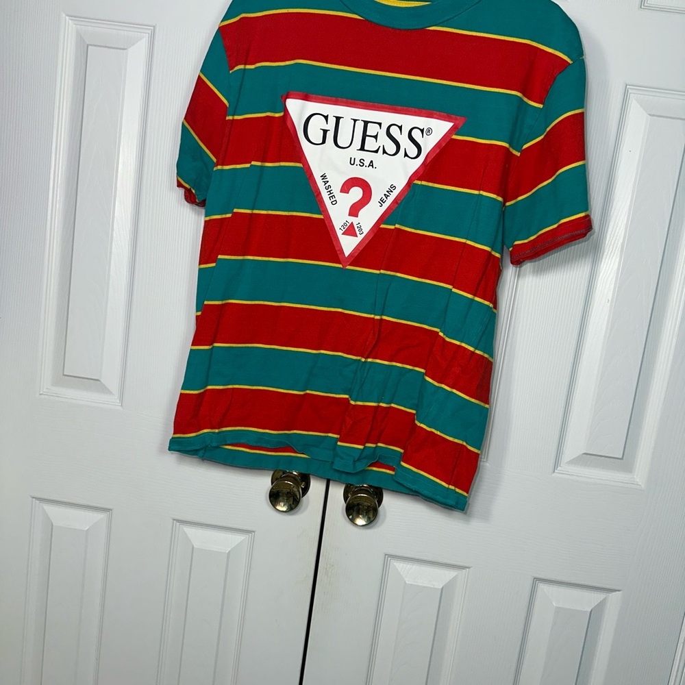 Guess Teal and Yellow T-Shirt